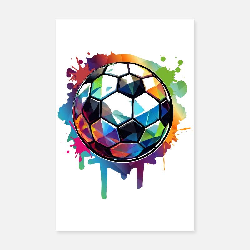 Graffiti de football urbain coloré avec des reflets de lumière Poster 20 x 30 cm