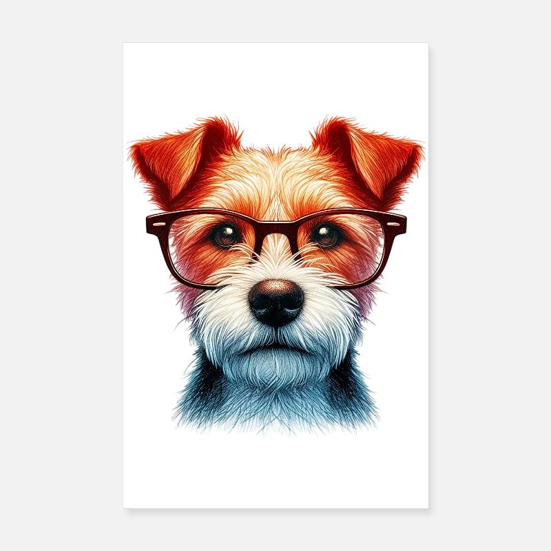 Hund mit Brille Poster 20x30 cm