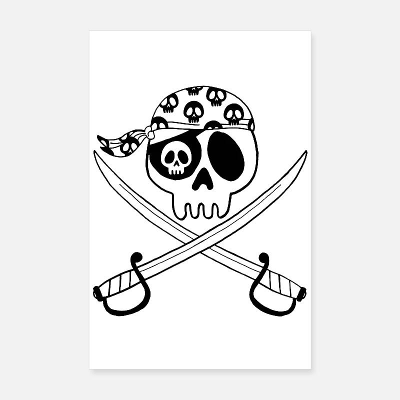 Tête de mort pirate (noir) Poster 20 x 30 cm