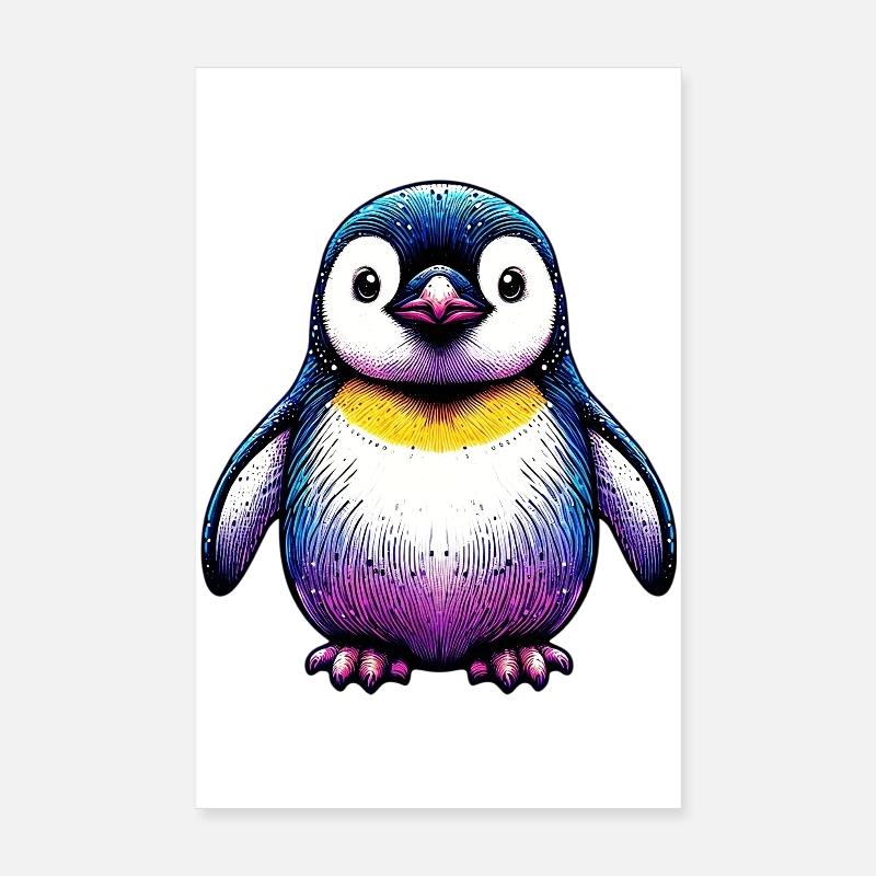 Pingouin - Poster 20 x 30 cm - blanc