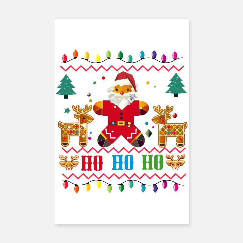 Pull de Noël moche Design-Père Noël et renne Poster 20 x 30 cm