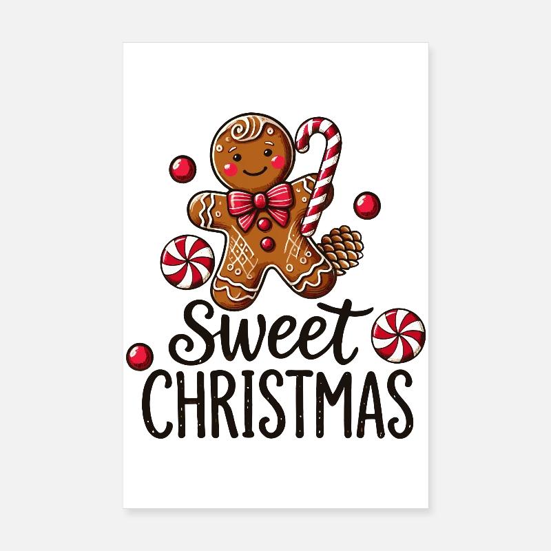 Cheerful gingerbread man with candy cane Poster 8" x 12" (20x30 cm)
