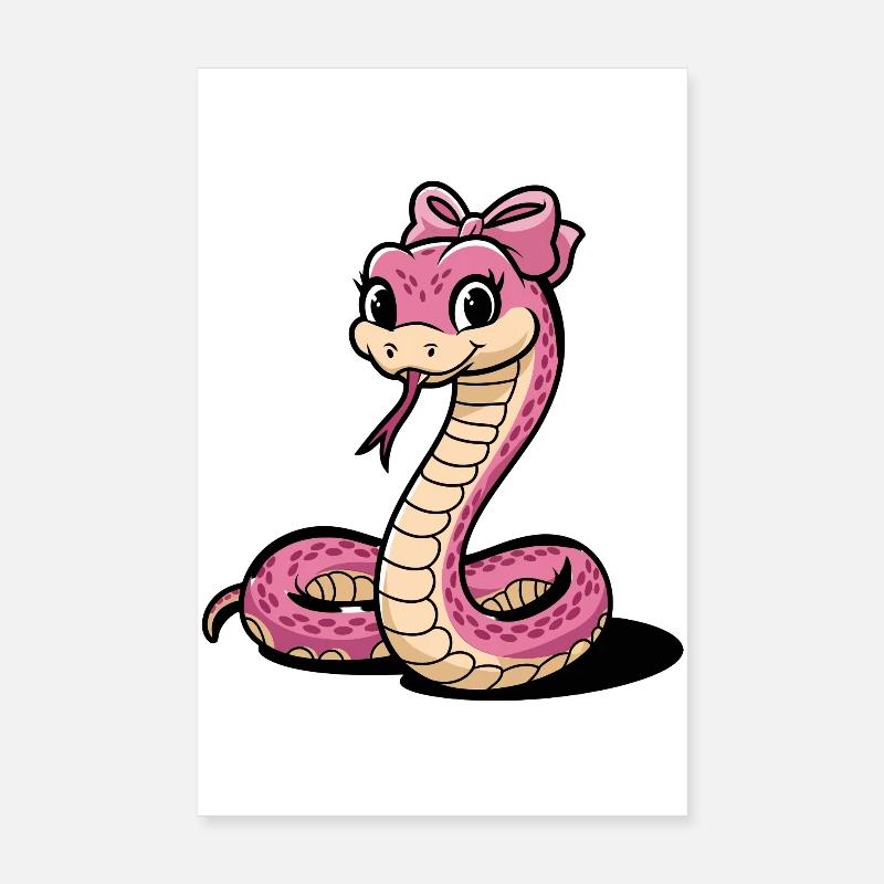 Arc rose serpent dessin animé Poster 20 x 30 cm