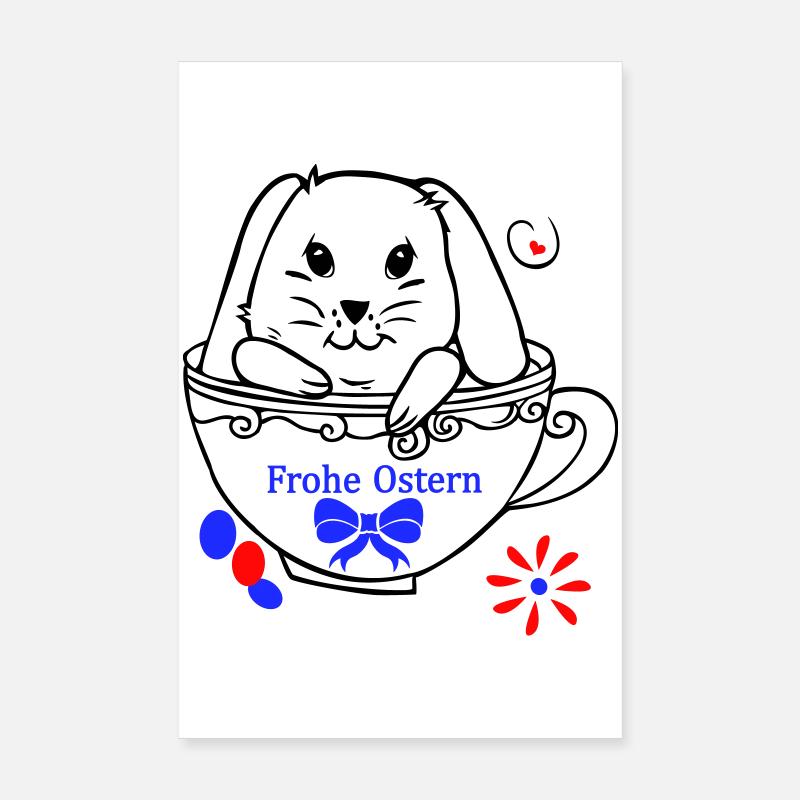 Easter Bunny Happy Easter Poster 8" x 12" (20x30 cm)