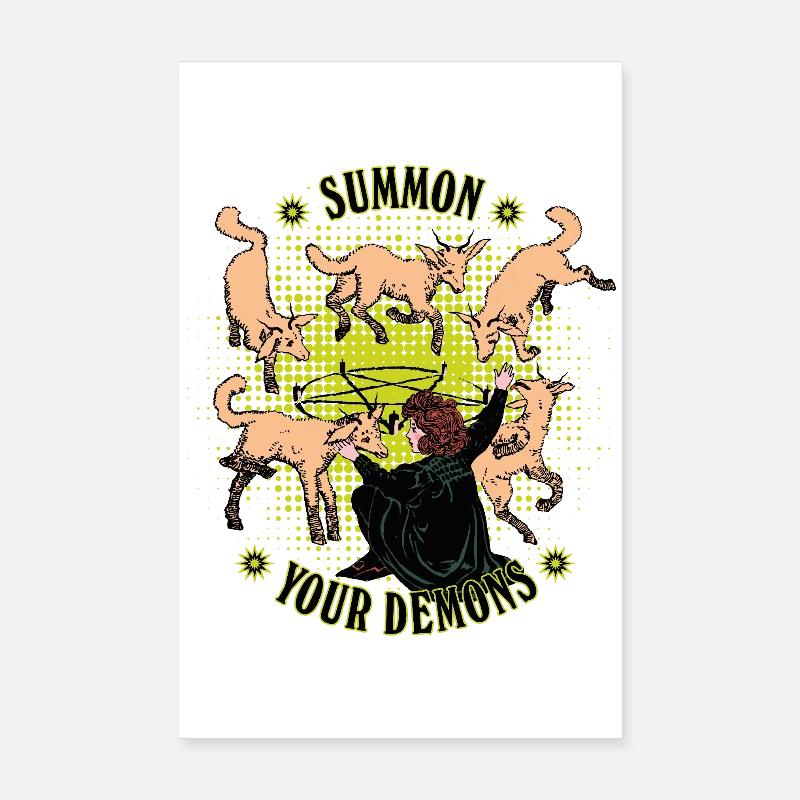 Invocation de démons de style rétro Poster 20 x 30 cm