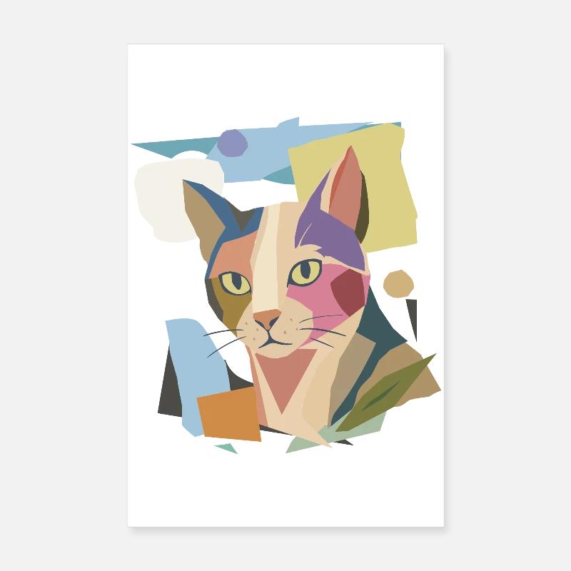 Abstract cat in modern color block design Poster 8" x 12" (20x30 cm)