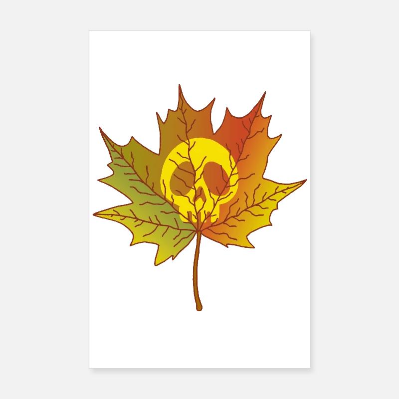 Crâne et feuille morte Poster 20 x 30 cm