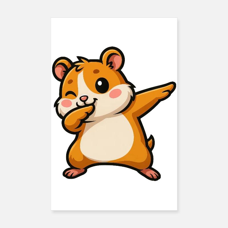 Dessin animé mignon cochon d’Inde hamster Poster 20 x 30 cm