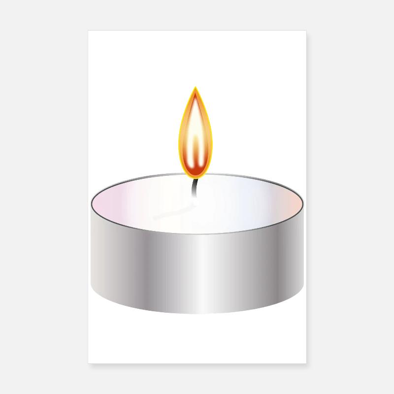 Burning Tealight Candle Simple Symbol Poster 8" x 12" (20x30 cm)