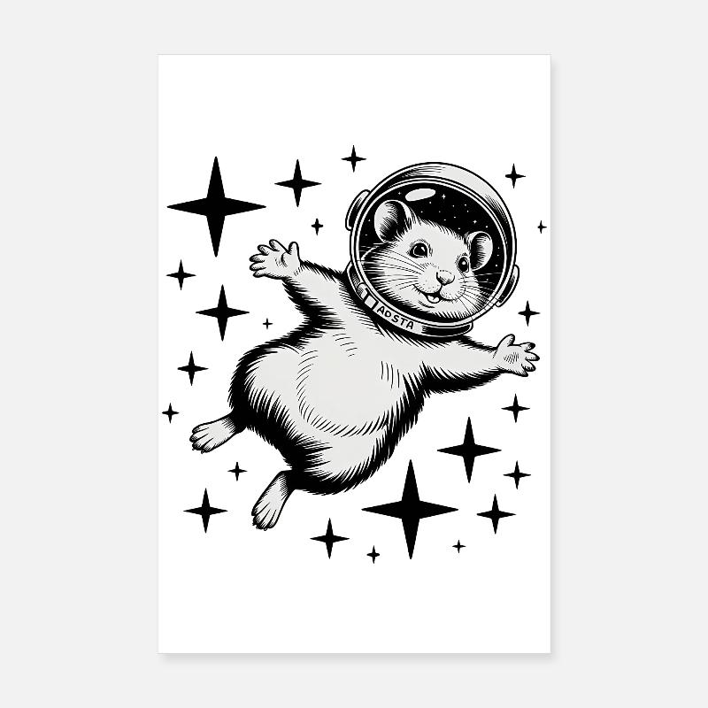 Hamster in Space - Cool Astonomy Logo Poster 20x30 cm