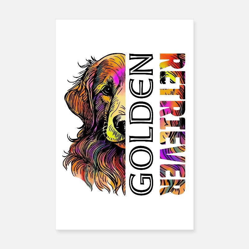 Golden Retriever - Poster 20x30 cm - Weiß
