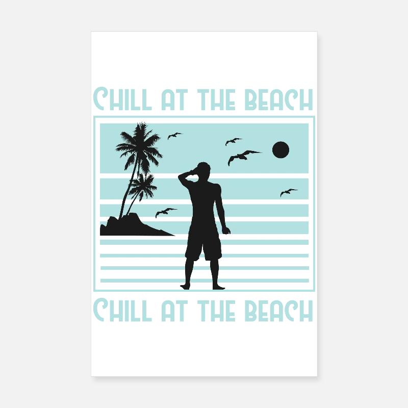 Relaxed Beach Silhouette Design Poster 20x30 cm