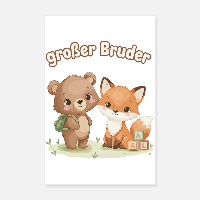 Big Brother Bear and Fox Poster 8" x 12" (20x30 cm)
