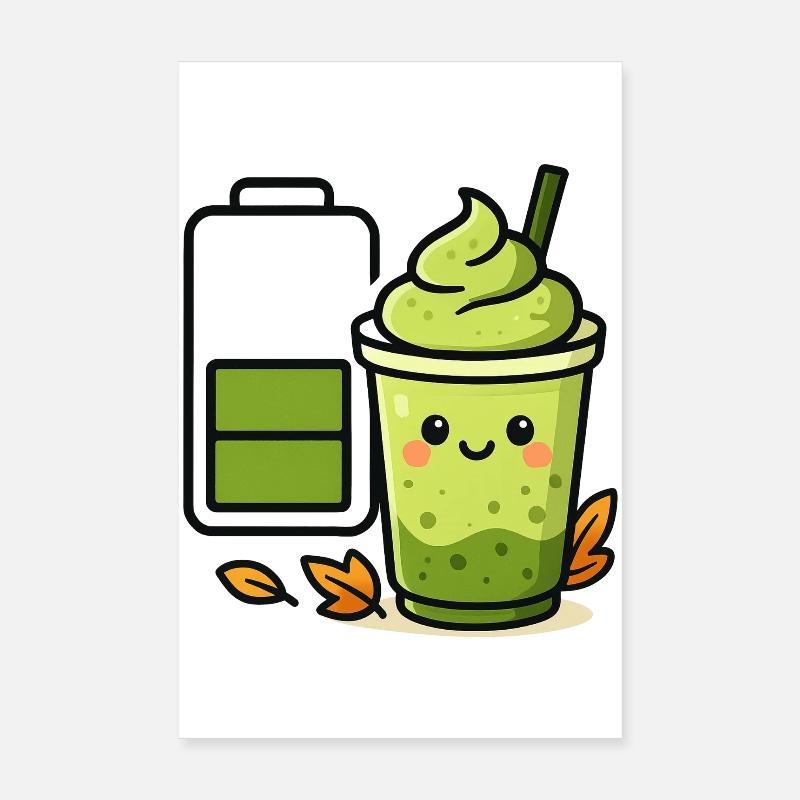 Matcha iced Latte Battery loading Poster 8" x 12" (20x30 cm)