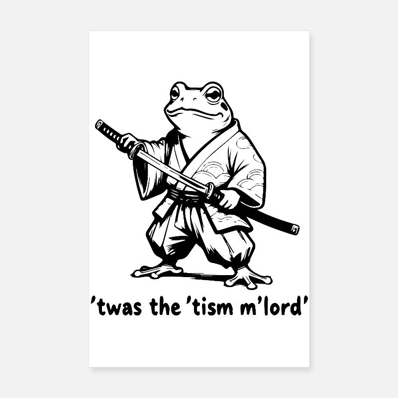 Samurai frog in black and white kimono Poster 8" x 12" (20x30 cm)