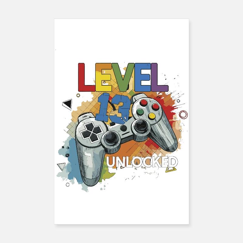 Level 13 Unlocked Controller Graffiti Birth Poster 8" x 12" (20x30 cm)