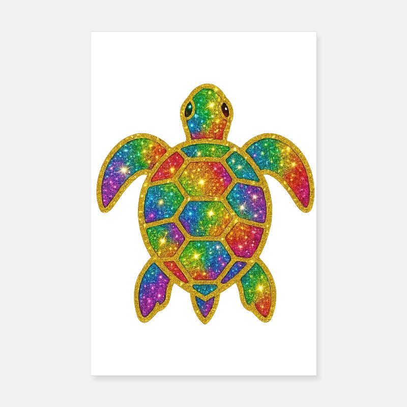 Regenbogen Glitzer Schildkröte Poster 20x30 cm