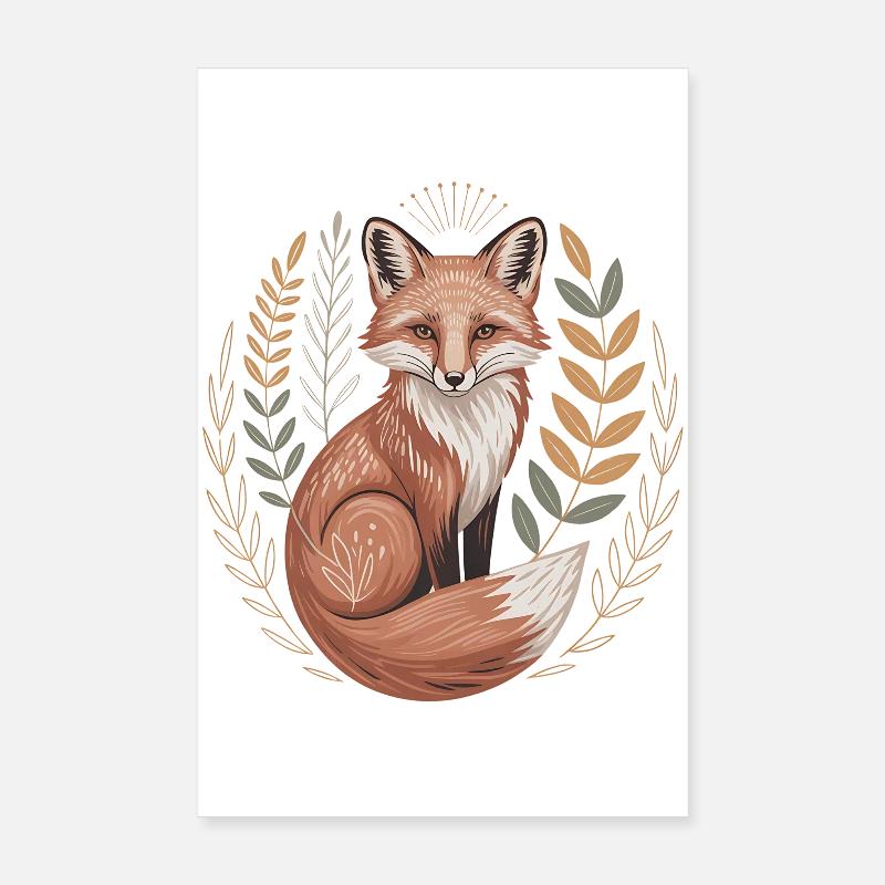 Boho Fox Poster 8" x 12" (20x30 cm)