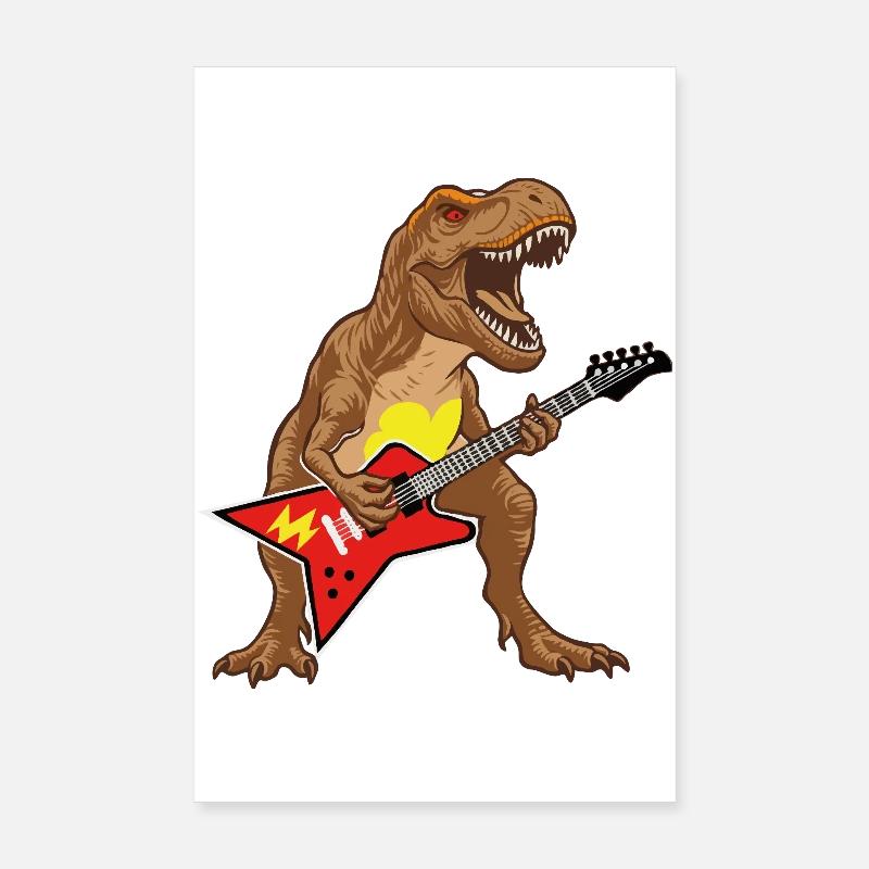 T-Rex rockt mit Flying V Poster 20x30 cm