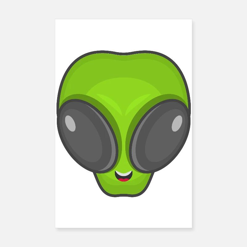 Green Alien Head Poster 8" x 12" (20x30 cm)