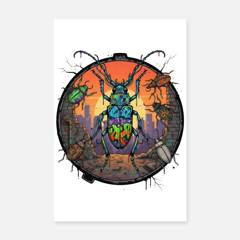 Insects Graffiti in Sunset Poster 8" x 12" (20x30 cm)