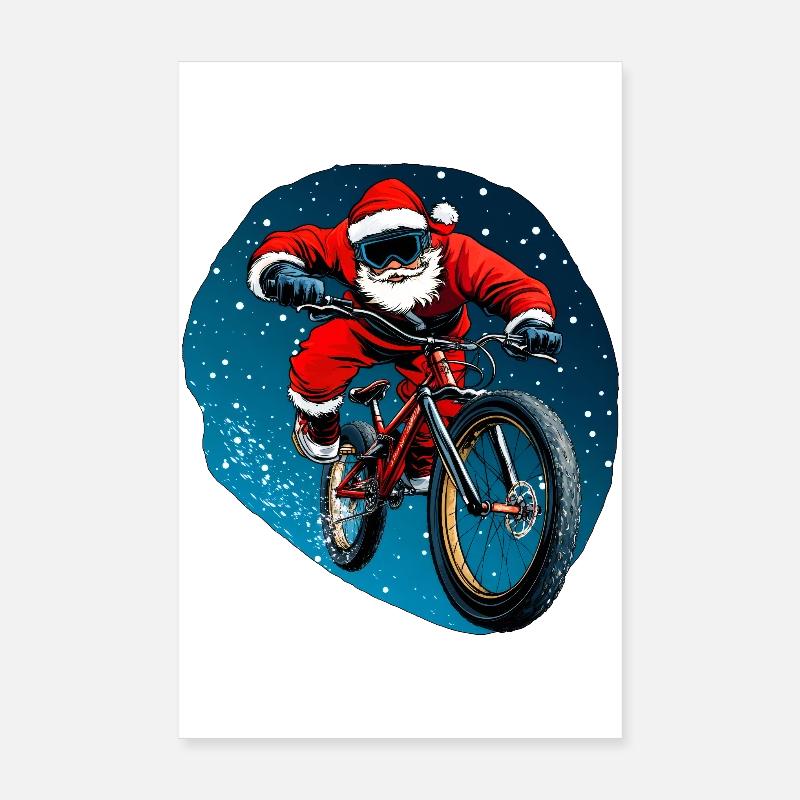Downhiller Santa Claus Poster 8" x 12" (20x30 cm)