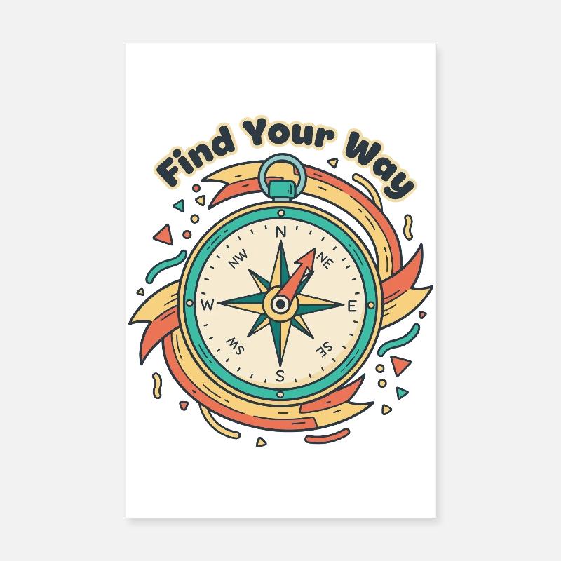 Find Your Way Compass Poster 8" x 12" (20x30 cm)