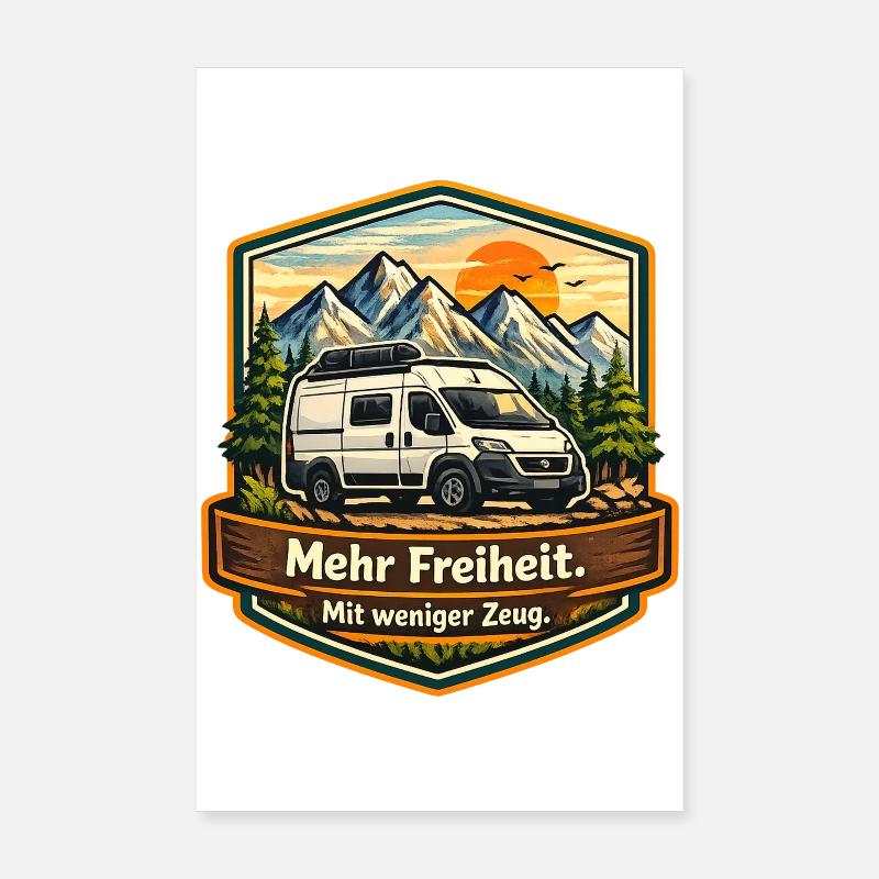 Camping-More Freedom-With Less Stuff-Camper Poster 8" x 12" (20x30 cm)