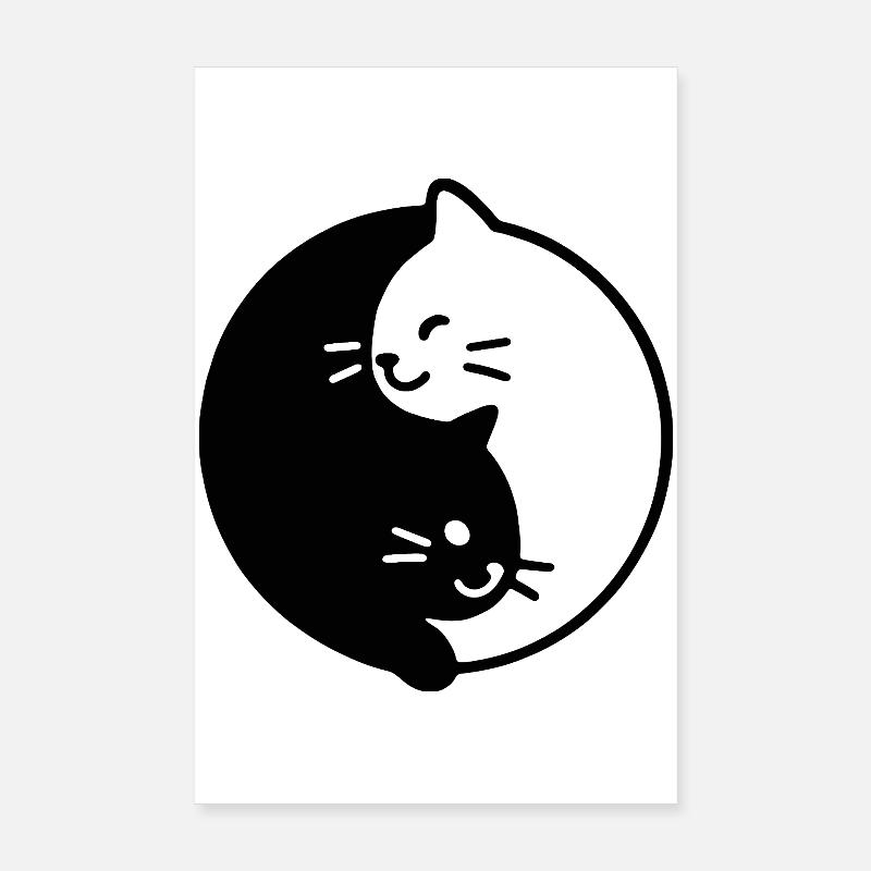 Duo de chats Yin et Yang Poster 20 x 30 cm
