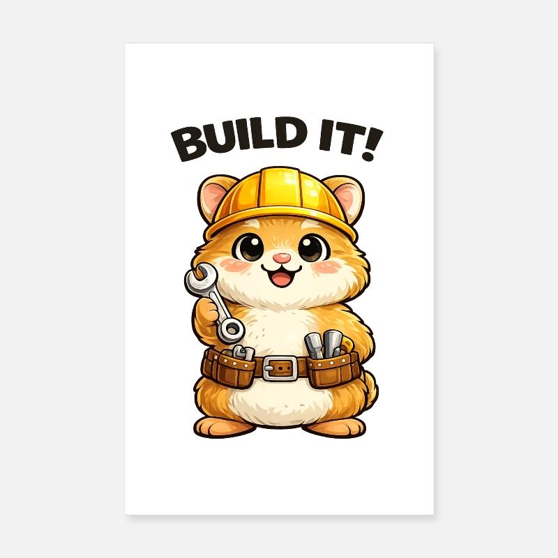 Construction trolley: construction helmet and tools Poster 8" x 12" (20x30 cm)