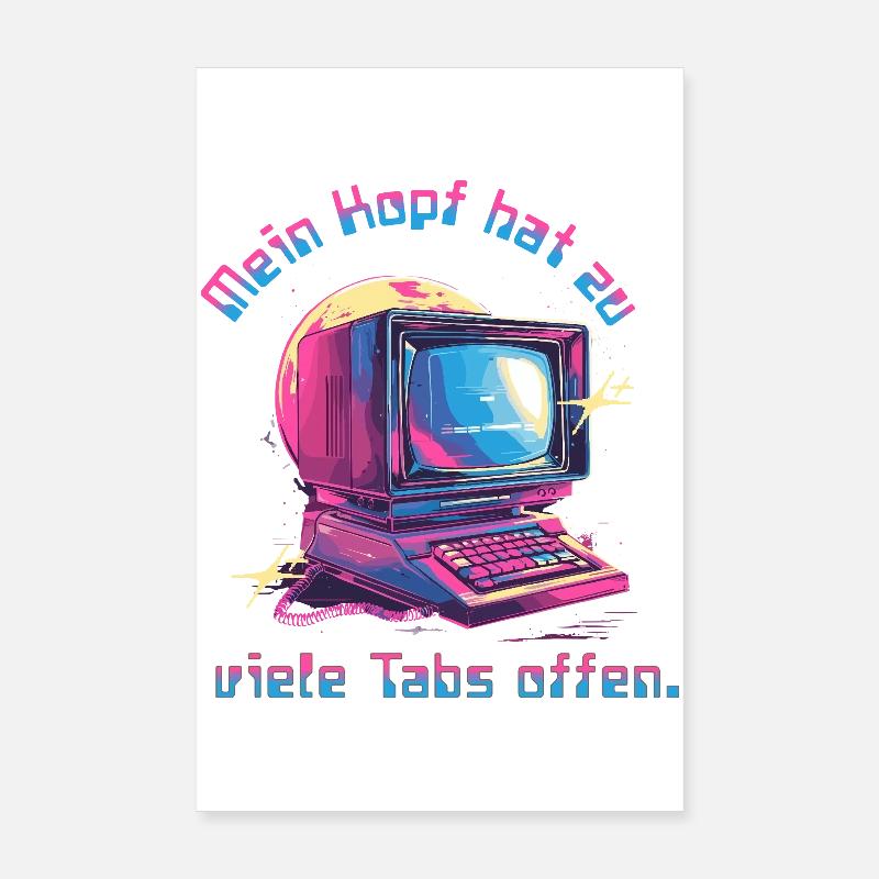 Vintage Computer Neon Tabs Open Poster 8" x 12" (20x30 cm)