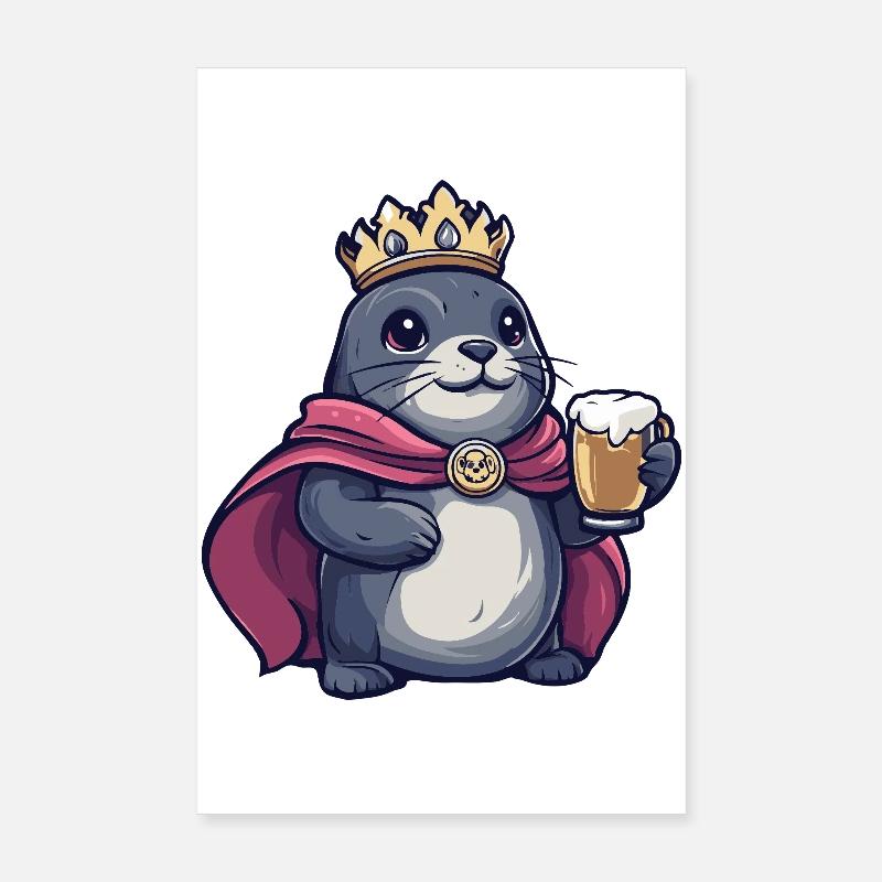 Roi de la bière animale des phoques Poster 20 x 30 cm