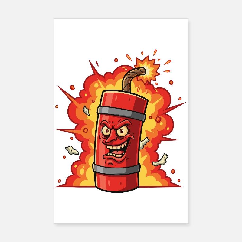 Dessin animé à la dynamite éclatante Poster 20 x 30 cm