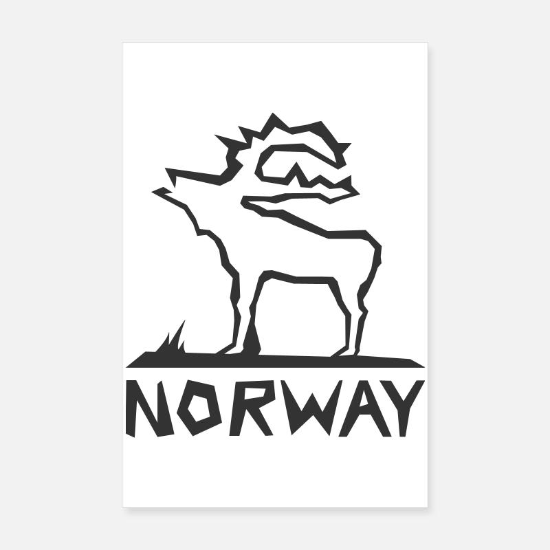 Moose Norway Scandinavia Illustration Poster 8" x 12" (20x30 cm)