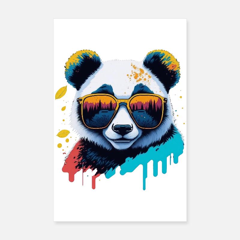 Panda Sonnenbrille Farbexplosion Poster 20x30 cm