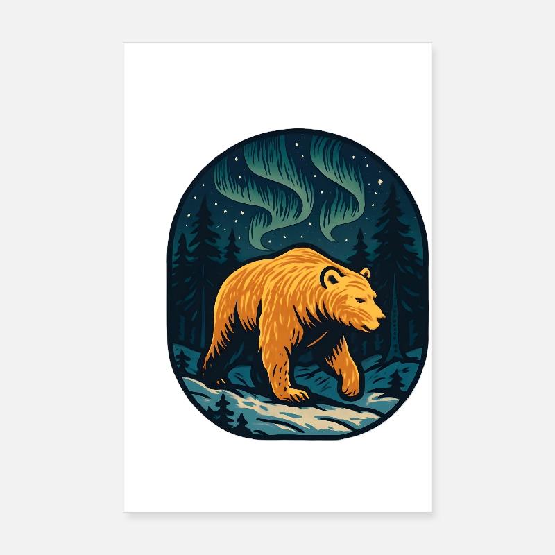 Nordlichtbär im Wald Poster 20x30 cm