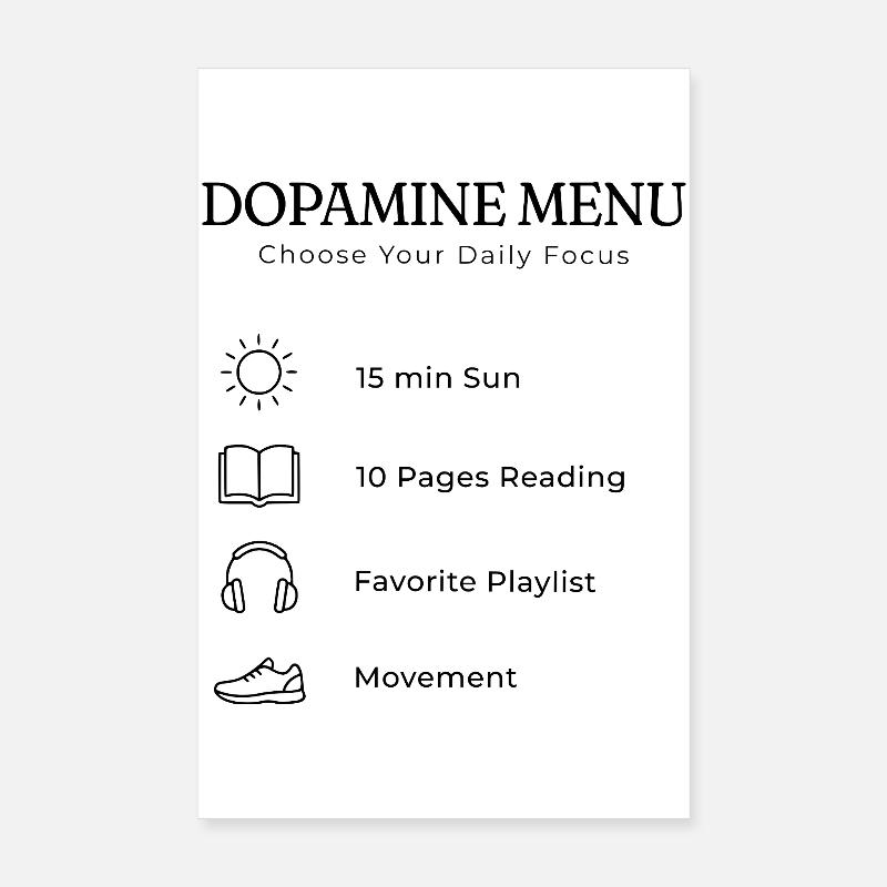Arrière-impression du menu Dopamine – Soins esthétiques de soi Poster 20 x 30 cm