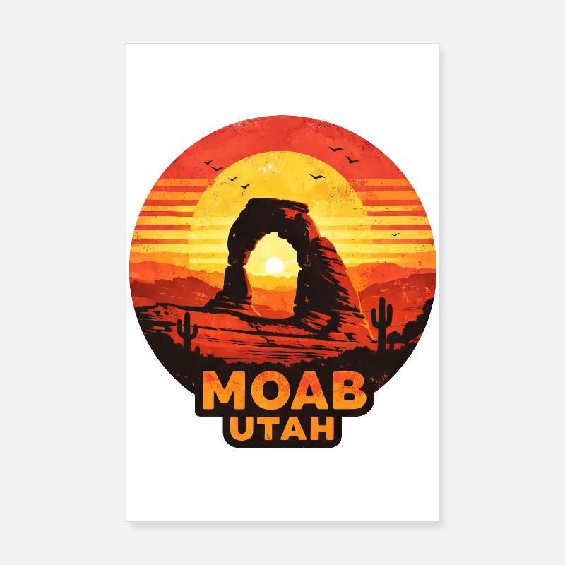 Motif du coucher de soleil dans les déserts de Moab Utah Poster 20 x 30 cm