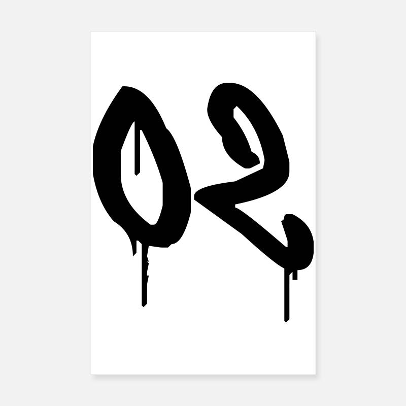 Number 02 Urban Graffiti Style Poster 8" x 12" (20x30 cm)