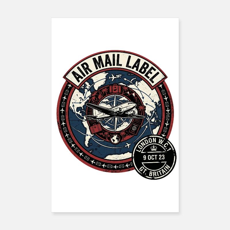 Air Mail England Poster 20x30 cm