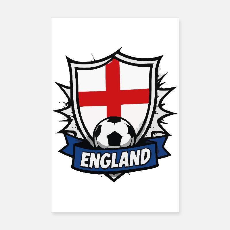 England Shield Flag and Ball Poster 8" x 12" (20x30 cm)