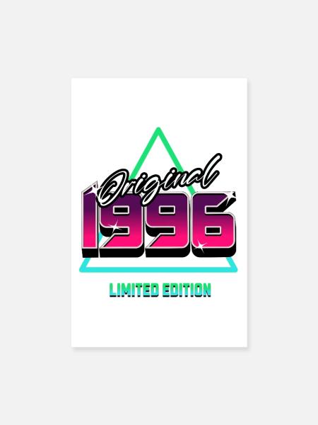 Original 1996 – 90er Jahre Retro Neon Kult Motiv - Poster 20x30 cm - Weiß - Vorne