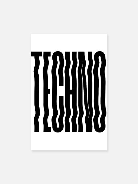 Techno Wave verzerrte Typografie - Poster 20x30 cm - Weiß - Vorne