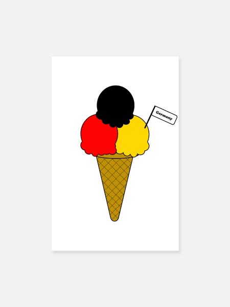 Deutschland Germany Flag Eiscreme - Poster 20x30 cm - Weiß - Vorne