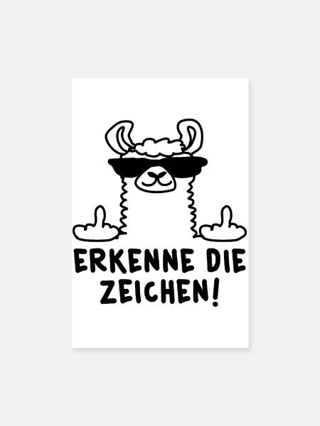 Erkenne die Zeichen Lama - Poster 20x30 cm - Weiß