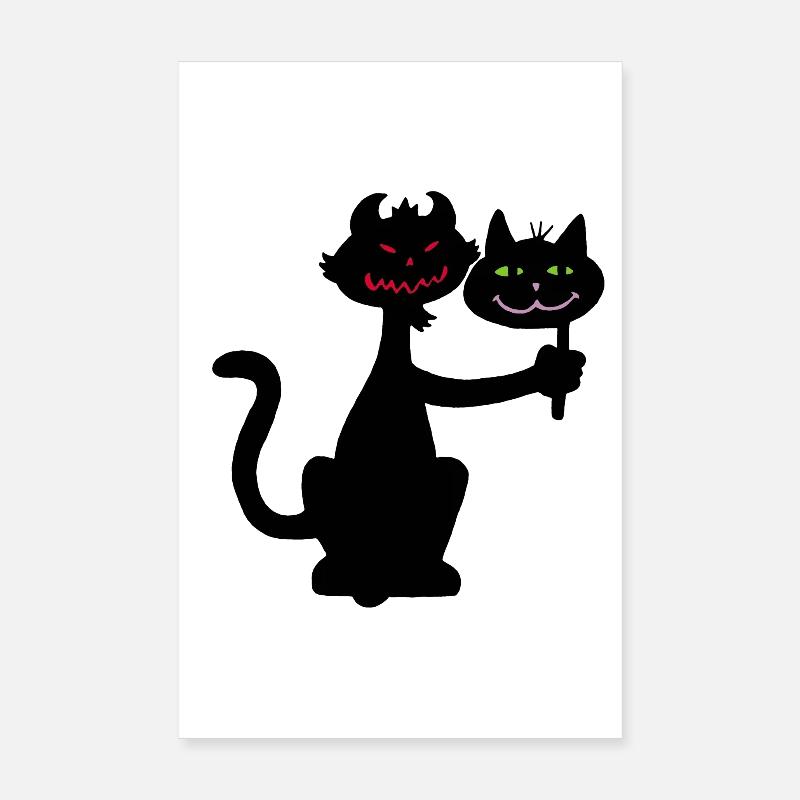 Schwarze Katze und Dämon Poster 20x30 cm