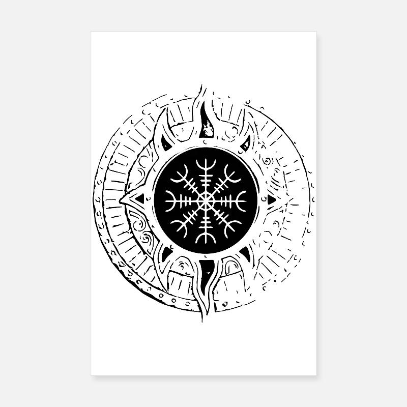 Ægishjálmur Helm des Ægir weiß - Poster 20x30 cm - Weiß