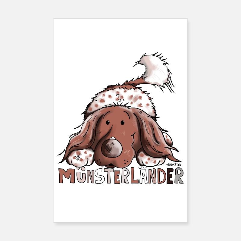 Glücklicher Münsterländer - Poster 20x30 cm - Weiß