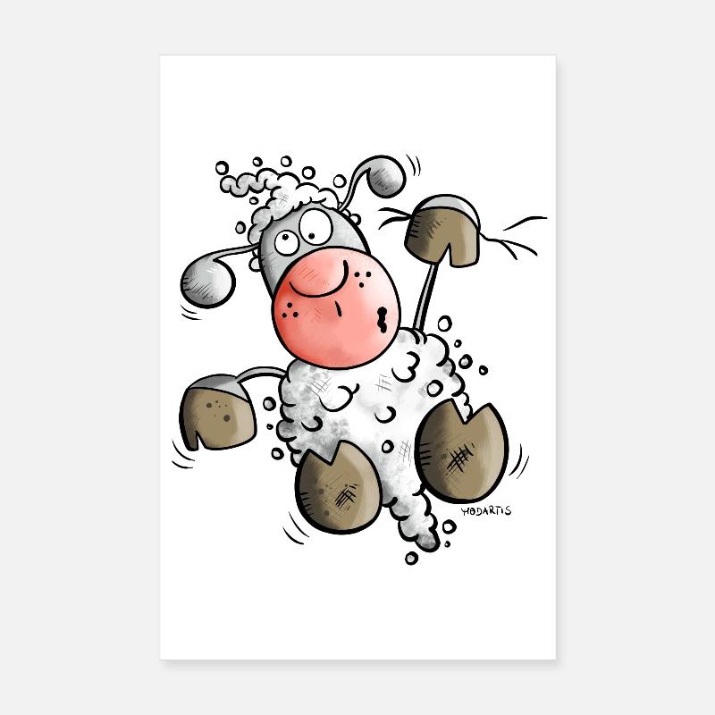 Weißes Schaf hängt ab Poster 20x30 cm