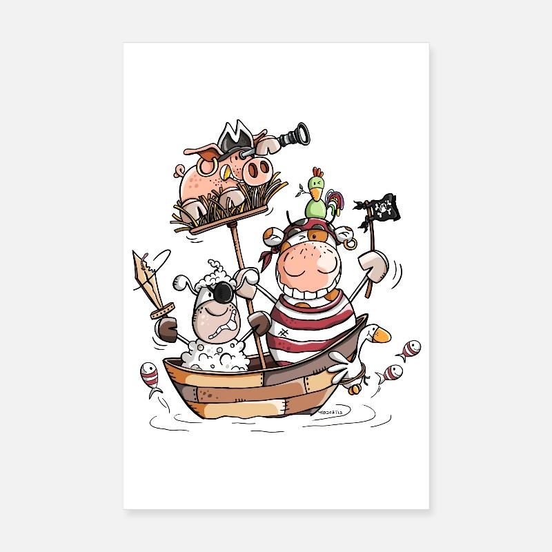 Funny farm pirates - pirate - boucaniers Poster 20 x 30 cm
